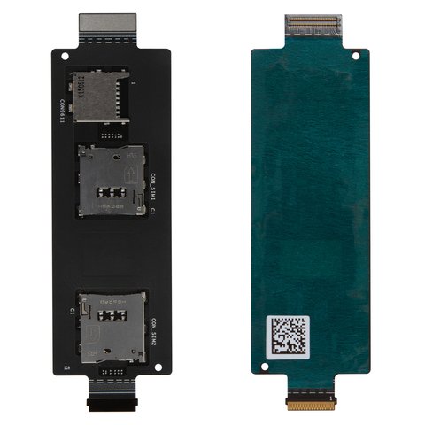 Коннектор SIM карты для Asus ZenFone 2 ZE550CL , на две SIM карты, со шлейфом, с коннектором карты памяти