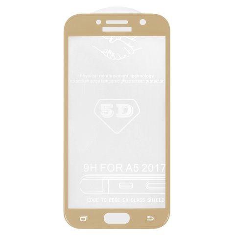 Защитное стекло All Spares для Samsung A520F Galaxy A5 2017 , 5D Full Glue, золотистый, cлой клея нанесен по всей поверхности
