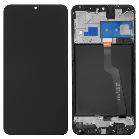 Дисплей для Samsung A105 Galaxy A10, чорний, з рамкою, Оригінал переклеєне скло 