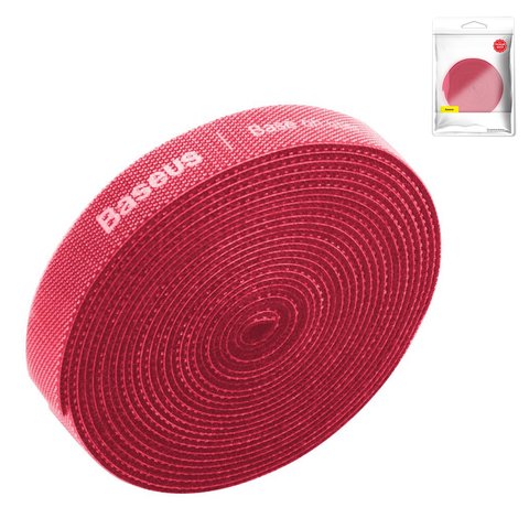 Органайзер для кабеля Baseus Colourful Circle Velcro strap, красный, 300 см, многоразовая лента липучка, #ACMGT F09