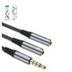 AUX-кабель Hoco UPA21, TRS 3.5 мм, TRRS 3.5 мм, 25 см, сірий, для навушників, в нейлоновому обплетенні, male to 2 female, #6931474766809