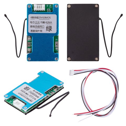 BMS контролер 4S, 25 А, 14,4 B, для LiPo акумуляторів, для Li ion акумуляторів