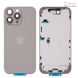Корпус для iPhone 16 Pro Max, сірий, з тримачем SIM карти, з боковими кнопками, Original PRC , EU Version, natural titanium