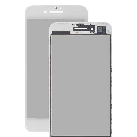 Стекло корпуса для Apple iPhone 7 Plus, с рамкой, с поляризационной пленкой, с OCA пленкой, белое