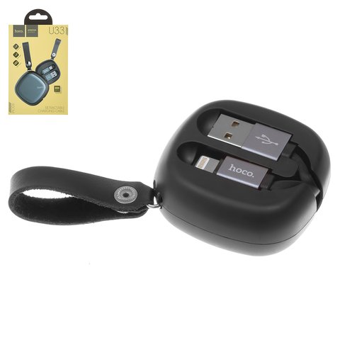 Cable USB Hoco U33, USB tipo A, Lightning, 90 cm, 2 A, negro