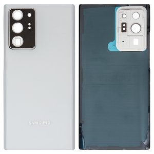 Panel trasero de carcasa puede usarse con Samsung N985F Galaxy Note 20 Ultra, blanco, con vidrio de cámara