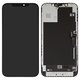 LCD compatible with iPhone 12 Pro Max, (black, with frame, HC, with camera and proximity sensor plastics, (OLED), OEM hard, GX)
