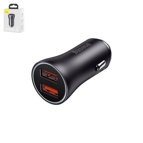 Car Charger Baseus Golden Contactor Max, gray, Quick Charge, 60 W, 8 A, 2 outputs, 12 24 V  #CGJM000013