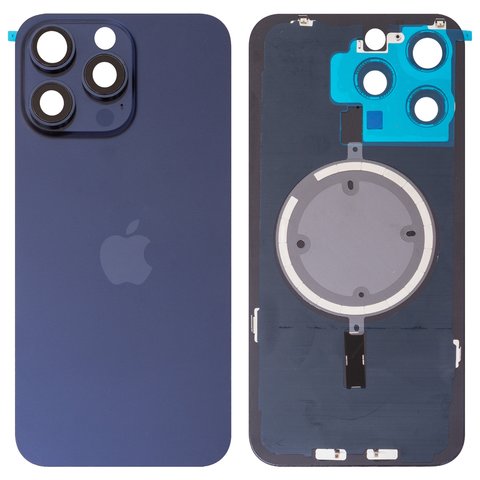 Housing Back Cover compatible with iPhone 15 Pro Max, dark blue, with camera lens, Original PRC  