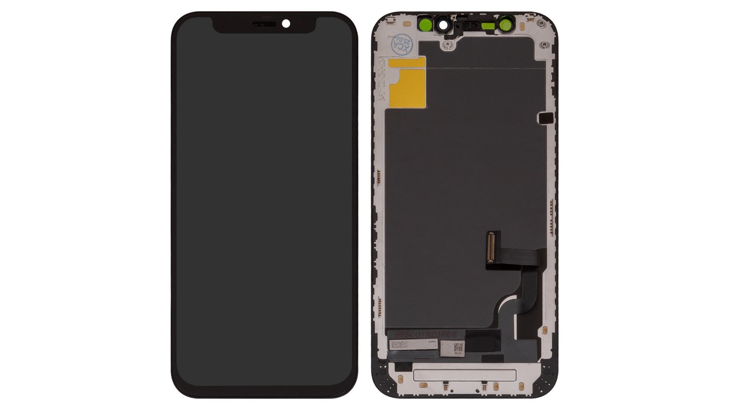 LCD compatible with iPhone 12 mini, (black, with frame, AAA, (TFT