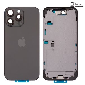 Housing compatible with iPhone 16 Pro Max, black, with SIM card holders, with side buttons, Original PRC , EU Version, black titanium 