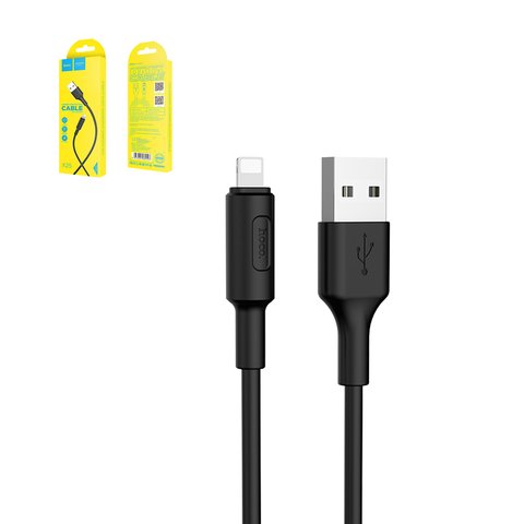 USB дата кабель Hoco X25, USB тип A, Lightning, 100 см, 2 А, чорний