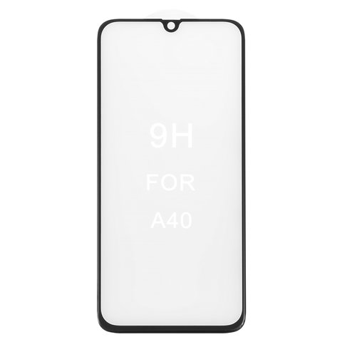Tempered Glass Screen Protector All Spares compatible with Samsung A405F DS Galaxy A40, 5D Full Glue, black, the layer of glue is applied to the entire surface of the glass 