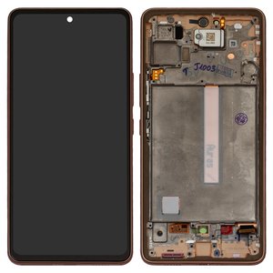 LCD compatible with Samsung A536 Galaxy A53 5G, pink, golden, with frame, Original PRC  