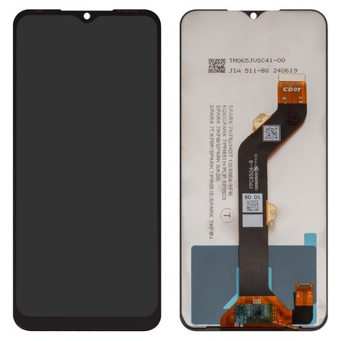 LCD compatible with Tecno Spark 7 KF6n , Spark 7 Go KF6m ; Infinix Hot 10i, Smart 5 Pro PR652B , black, without frame, Copy, FPC6504 TXDI650CBAPU 5V3H