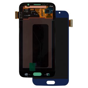 Pantalla LCD puede usarse con Samsung G920 Galaxy S6, azul, sin marco, original vidrio reemplazado 
