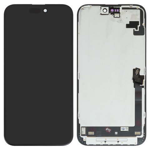 Pantalla LCD puede usarse con iPhone 16 Plus, negro, con marco, vidrio reemplazado