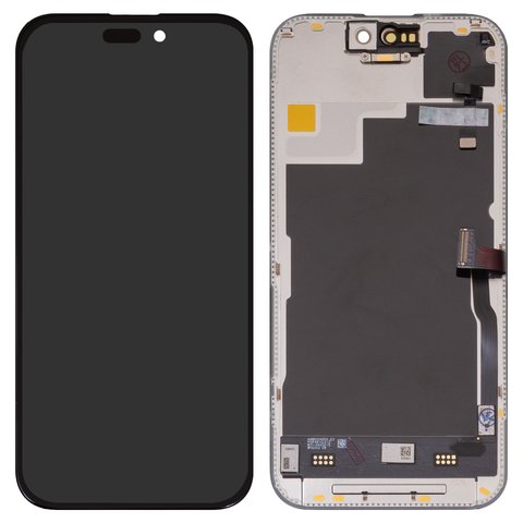 Pantalla LCD puede usarse con iPhone 15 Pro, negro, con marco, HC, sin error, OLED , DD OLED OEM soft, 120Hz, diagnosable
