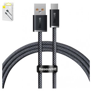 USB кабель Baseus Dynamic Series, USB тип C, USB тип A, 100 см, 100 Вт, сірий, в нейлоновому обплетенні, #CALD000616