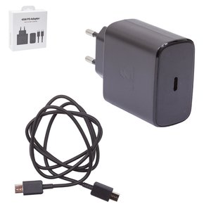 Мережевий зарядний пристрій EP TA845, 45 Вт, Power Delivery PD , чорний, з кабелем USB тип C до USB тип C, 1 порт, service pack box