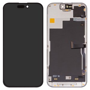 Дисплей для iPhone 15 Pro, чорний, з рамкою, без помилки, Box , OLED , GXQC soft, 120Hz